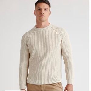 Quince Men's Beige Fisherman Crewneck Sweater